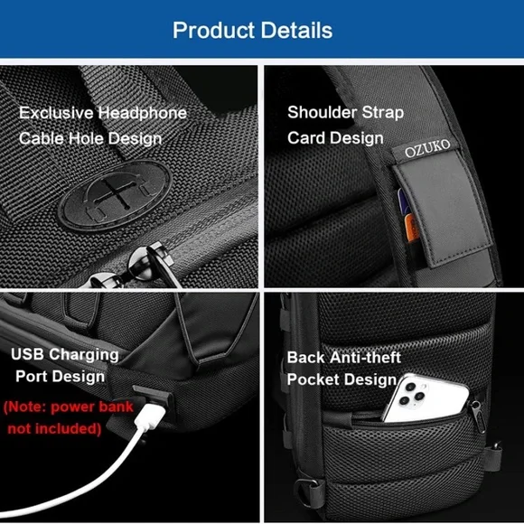 Sling Backpack USB Anti-Theft Men'S Chest Bag Casual Shoulder Bag